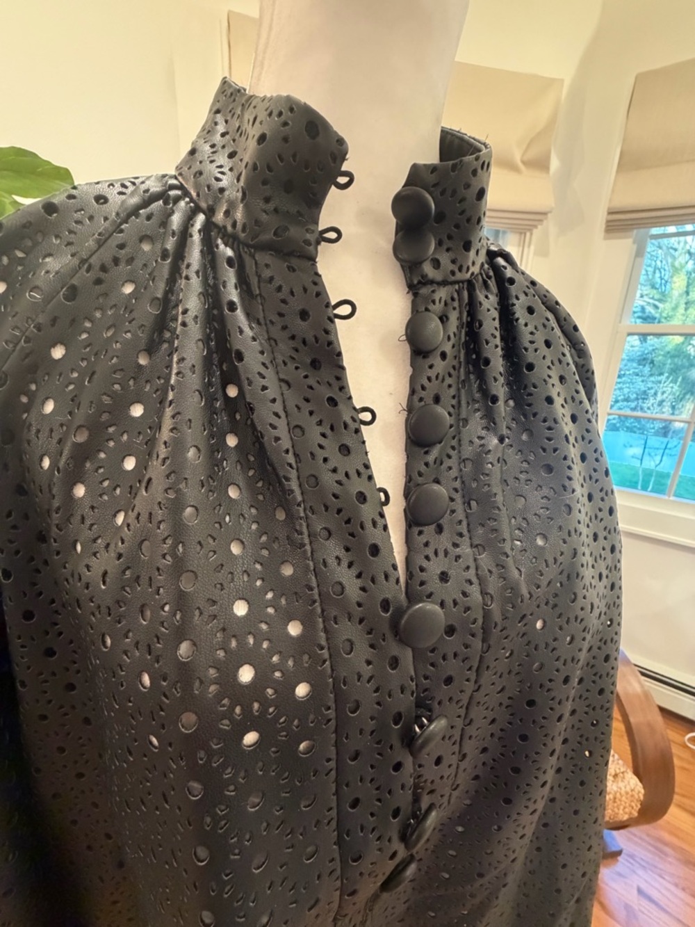 LAST CHANCE! Donating Friday!
Zara- laser cut black faux leather blouse - Picture 2 of 6